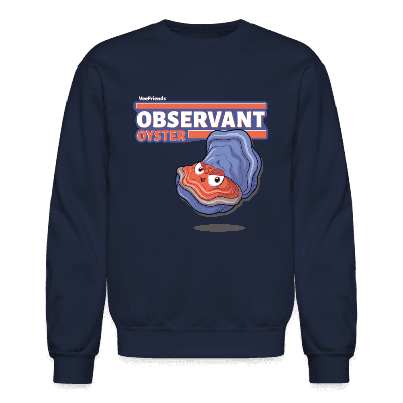 Observant Oyster Character Comfort Adult Crewneck Sweatshirt - navy