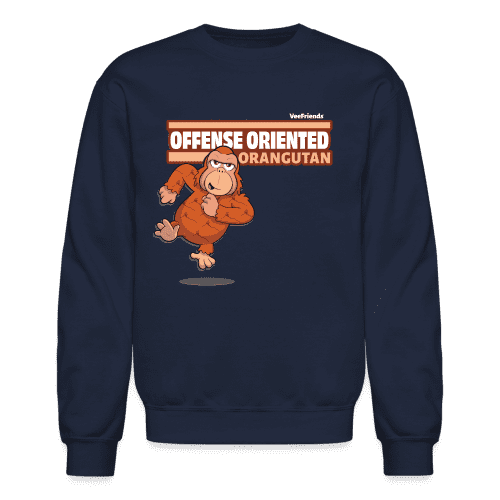 Offense Oriented Orangutan Character Comfort Adult Crewneck Sweatshirt - navy