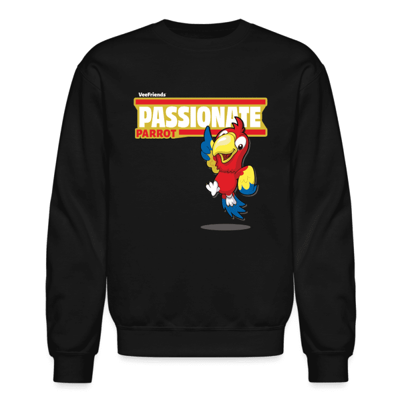 Passionate Parrot Character Comfort Adult Crewneck Sweatshirt - black