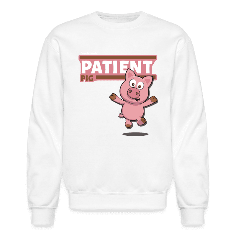 Patient Pig Character Comfort Adult Crewneck Sweatshirt - white