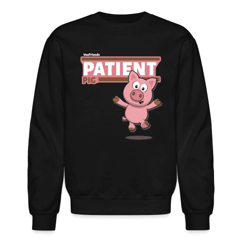 Patient Pig Character Comfort Adult Crewneck Sweatshirt - black