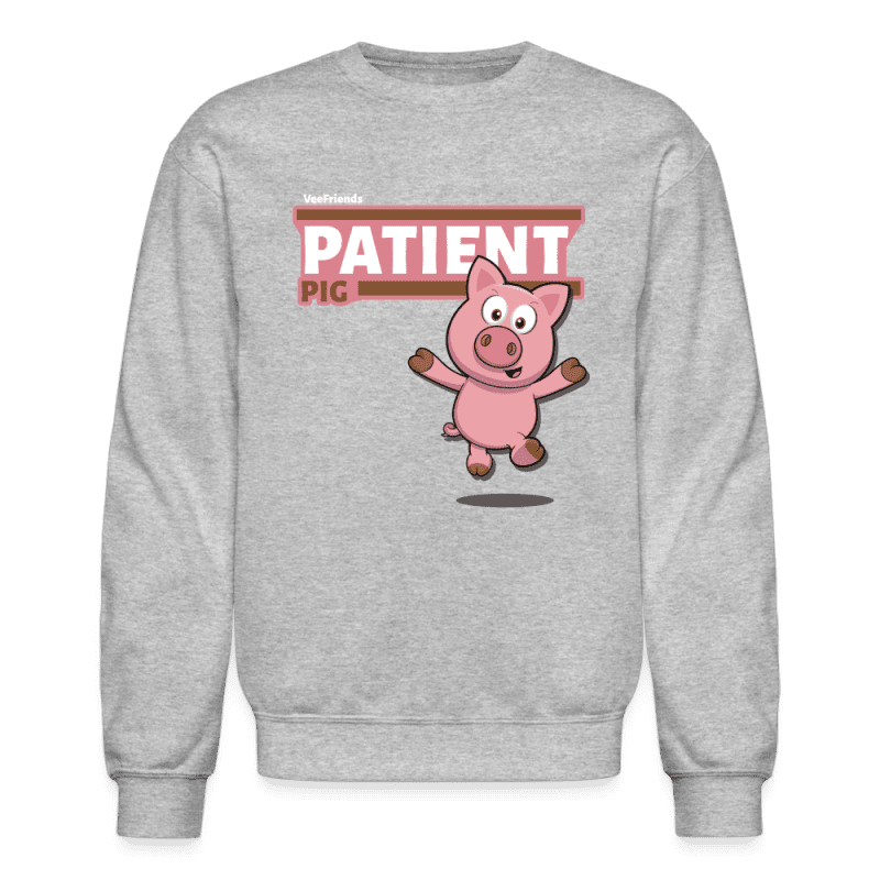 Patient Pig Character Comfort Adult Crewneck Sweatshirt - heather gray