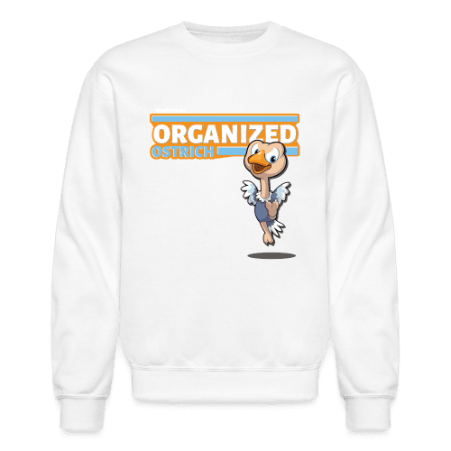 Organized Ostrich Character Comfort Adult Crewneck Sweatshirt - white