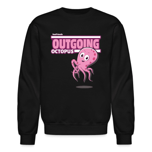 Outgoing Octopus Character Comfort Adult Crewneck Sweatshirt - black