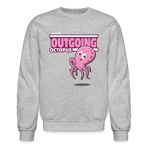 Outgoing Octopus Character Comfort Adult Crewneck Sweatshirt - heather gray