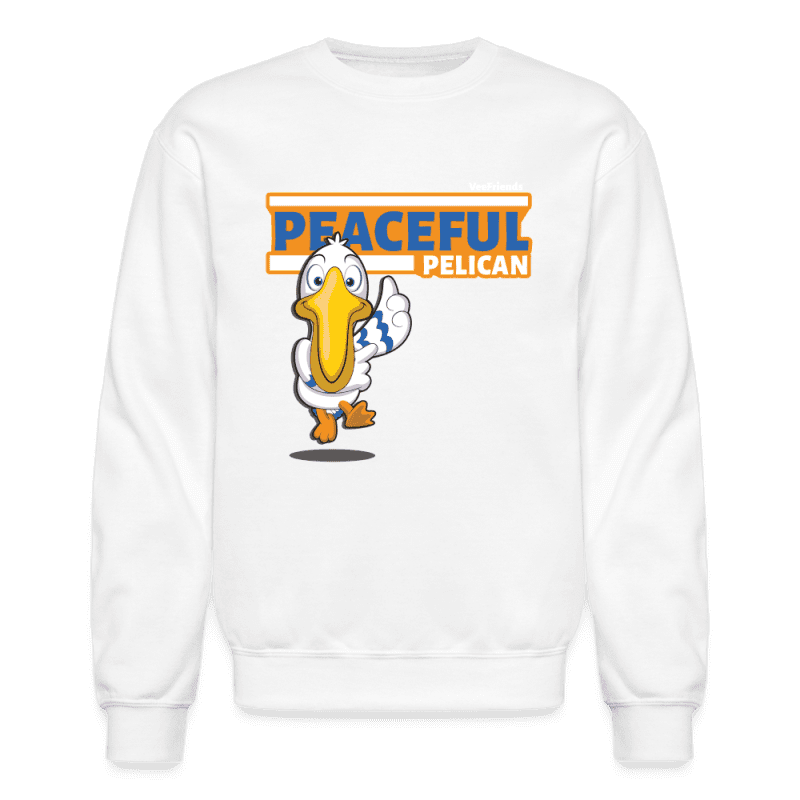 Peaceful Pelican Character Comfort Adult Crewneck Sweatshirt - white