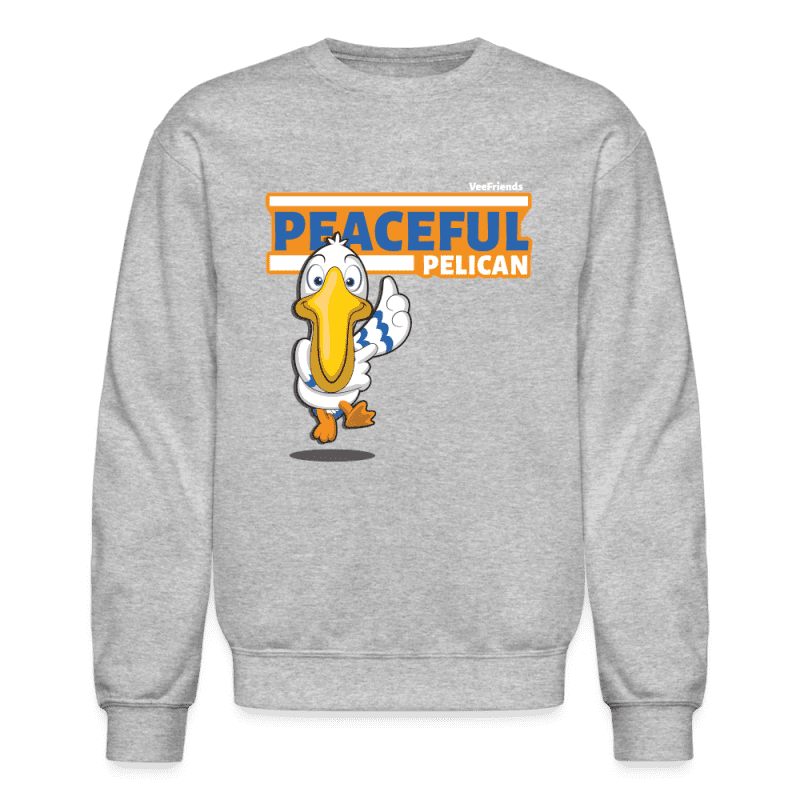 Peaceful Pelican Character Comfort Adult Crewneck Sweatshirt - heather gray