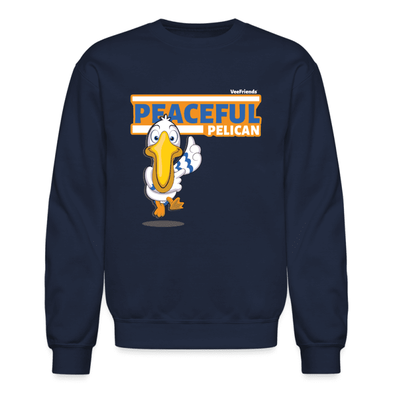 Peaceful Pelican Character Comfort Adult Crewneck Sweatshirt - navy