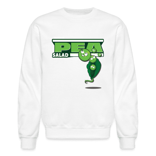 Pea Salad Character Comfort Adult Crewneck Sweatshirt - white