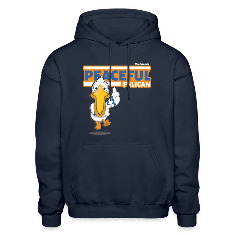 Peaceful Pelican Character Comfort Adult Hoodie - navy