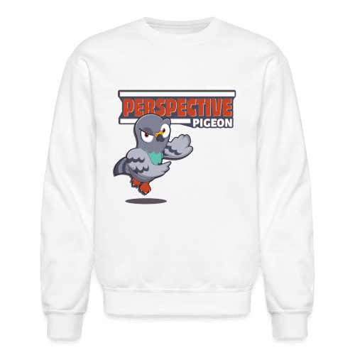 Perspective Pigeon Character Comfort Adult Crewneck Sweatshirt - white