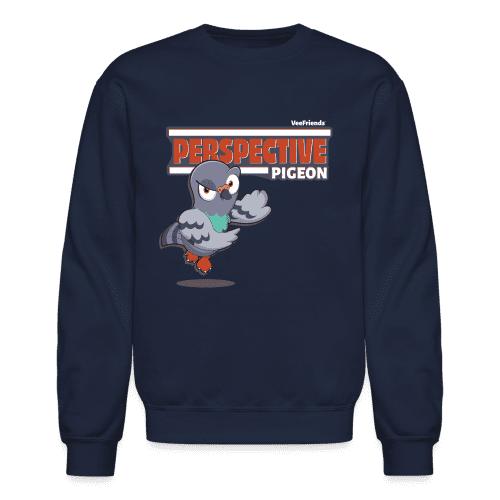 Perspective Pigeon Character Comfort Adult Crewneck Sweatshirt - navy