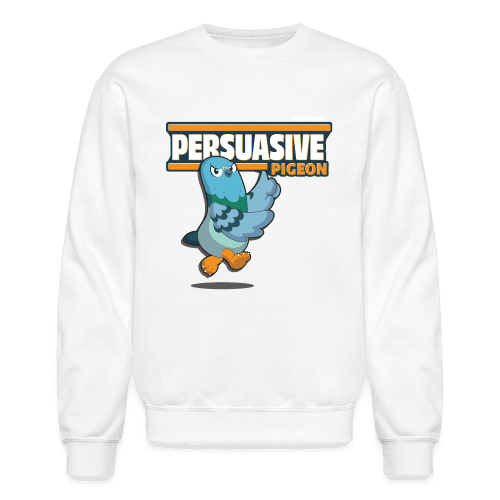 Persuasive Pigeon Character Comfort Adult Crewneck Sweatshirt - white