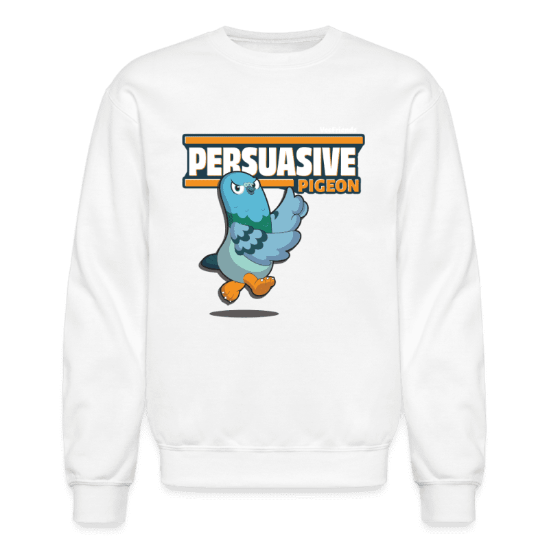 Persuasive Pigeon Character Comfort Adult Crewneck Sweatshirt - white