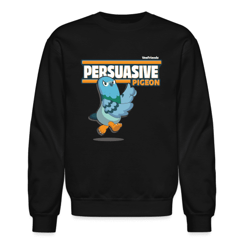 Persuasive Pigeon Character Comfort Adult Crewneck Sweatshirt - black