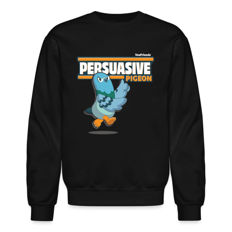 Persuasive Pigeon Character Comfort Adult Crewneck Sweatshirt - black