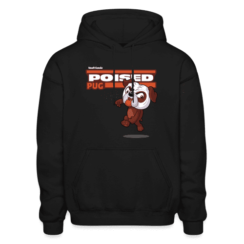 Poised Pug Character Comfort Adult Hoodie - black