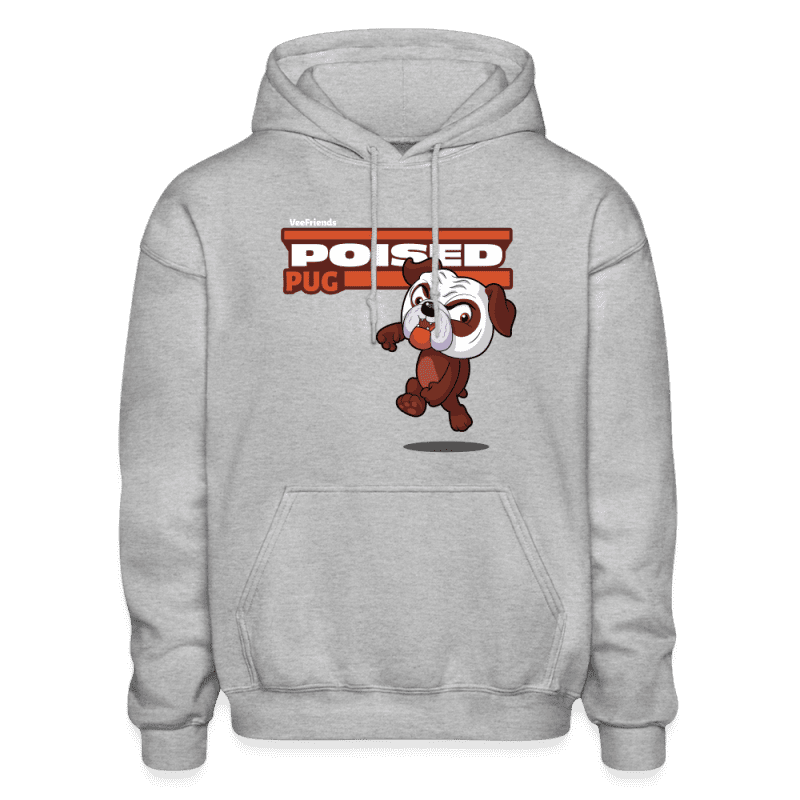 Poised Pug Character Comfort Adult Hoodie - heather gray