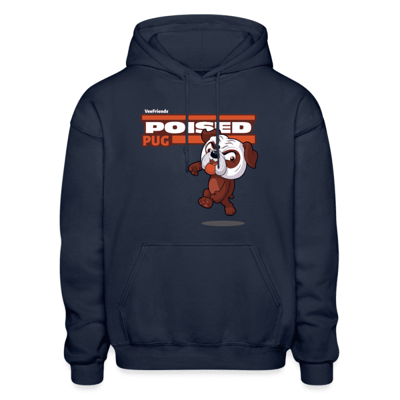 Poised Pug Character Comfort Adult Hoodie - navy