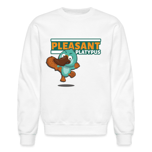 Pleasant Platypus Character Comfort Adult Crewneck Sweatshirt - white