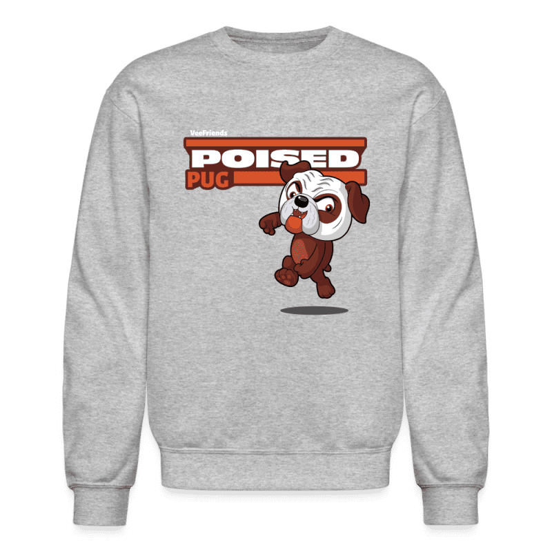 Poised Pug Character Comfort Adult Crewneck Sweatshirt - heather gray