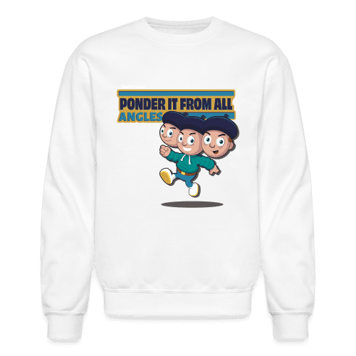 Ponder It From All Angles Character Comfort Adult Crewneck Sweatshirt - white