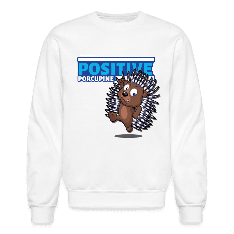 Positive Porcupine Character Comfort Adult Crewneck Sweatshirt - white