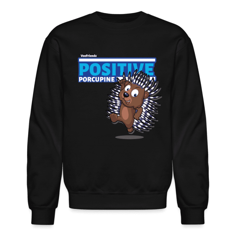 Positive Porcupine Character Comfort Adult Crewneck Sweatshirt - black