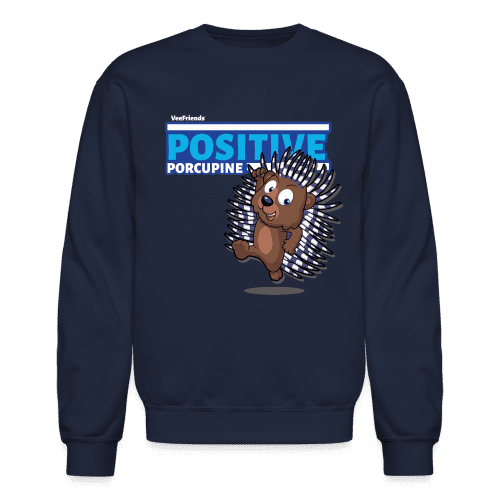 Positive Porcupine Character Comfort Adult Crewneck Sweatshirt - navy