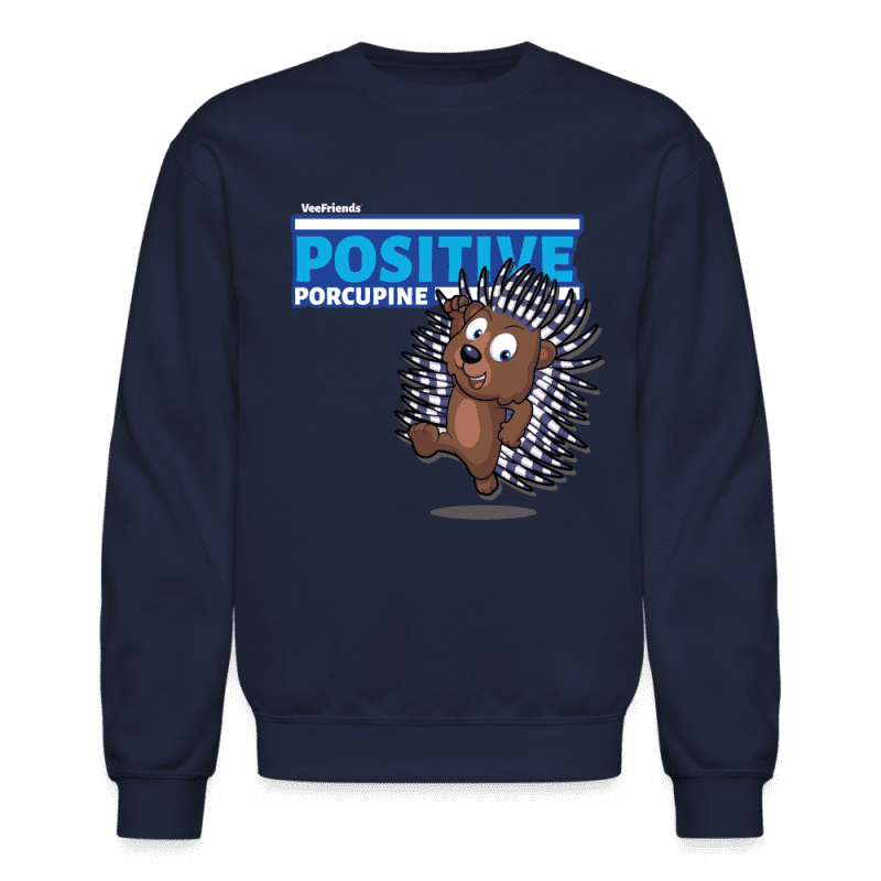 Positive Porcupine Character Comfort Adult Crewneck Sweatshirt - navy