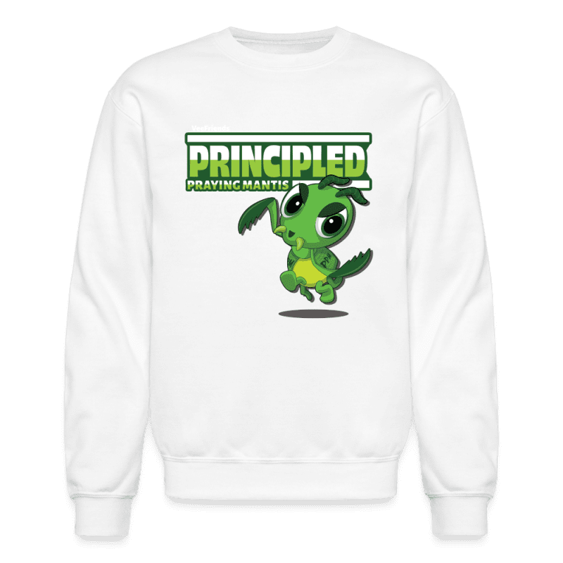 Principled Praying Mantis Character Comfort Adult Crewneck Sweatshirt - white