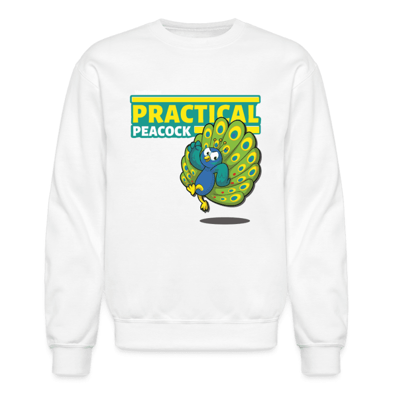 Practical Peacock Character Comfort Adult Crewneck Sweatshirt - white