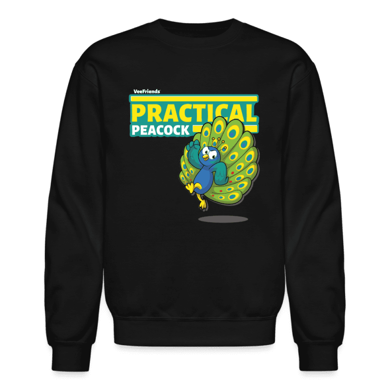 Practical Peacock Character Comfort Adult Crewneck Sweatshirt - black