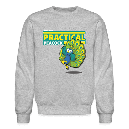 Practical Peacock Character Comfort Adult Crewneck Sweatshirt - heather gray