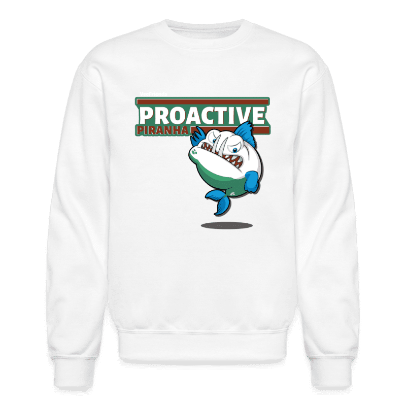 Proactive Piranha Character Comfort Adult Crewneck Sweatshirt - white