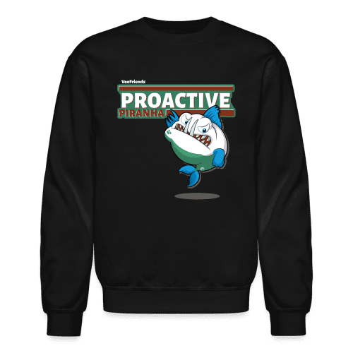 Proactive Piranha Character Comfort Adult Crewneck Sweatshirt - black