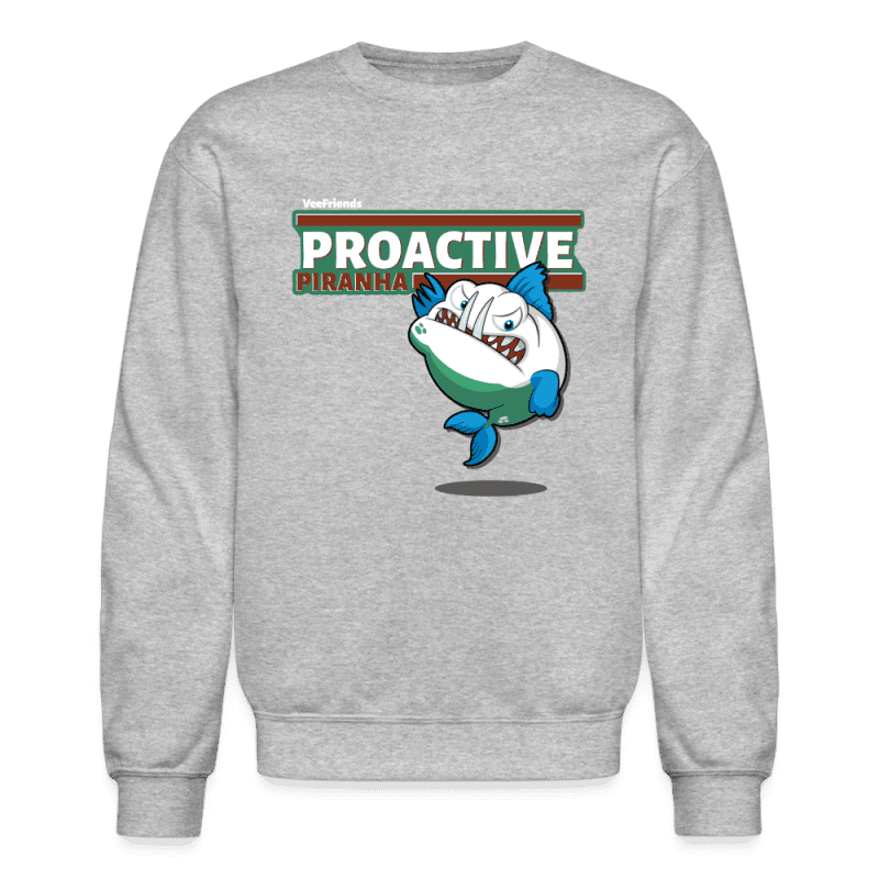 Proactive Piranha Character Comfort Adult Crewneck Sweatshirt - heather gray