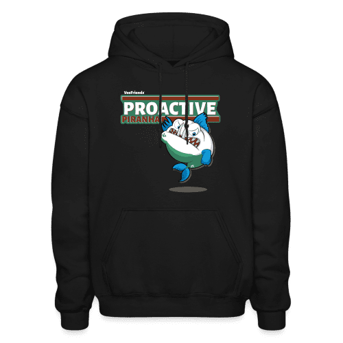 Proactive Piranha Character Comfort Adult Hoodie - black