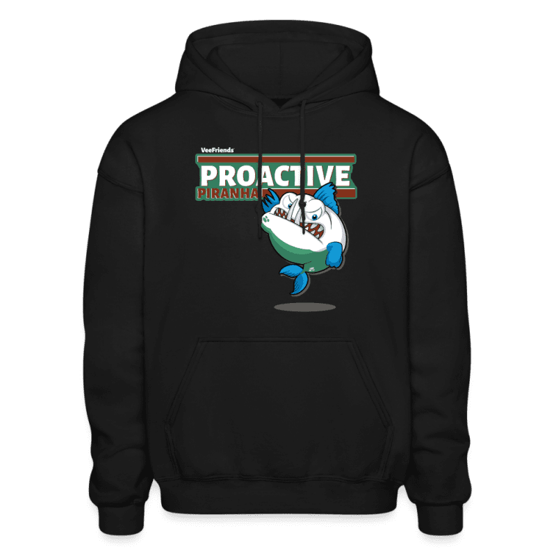 Proactive Piranha Character Comfort Adult Hoodie - black