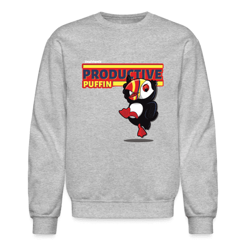 Productive Puffin Character Comfort Adult Crewneck Sweatshirt - heather gray