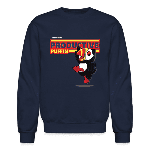 Productive Puffin Character Comfort Adult Crewneck Sweatshirt - navy