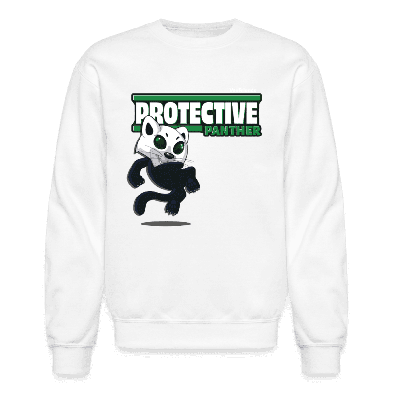 Protective Panther Character Comfort Adult Crewneck Sweatshirt - white