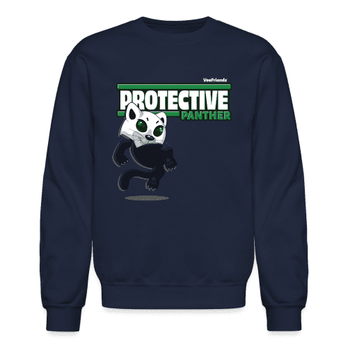 Protective Panther Character Comfort Adult Crewneck Sweatshirt - navy