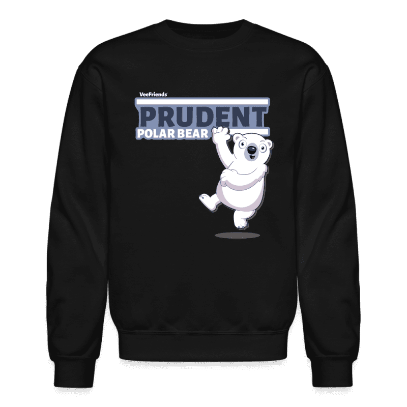 Prudent Polar Bear Character Comfort Adult Crewneck Sweatshirt - black