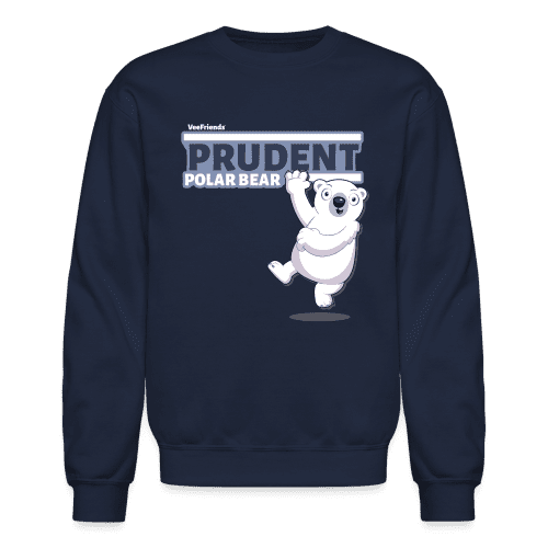 Prudent Polar Bear Character Comfort Adult Crewneck Sweatshirt - navy