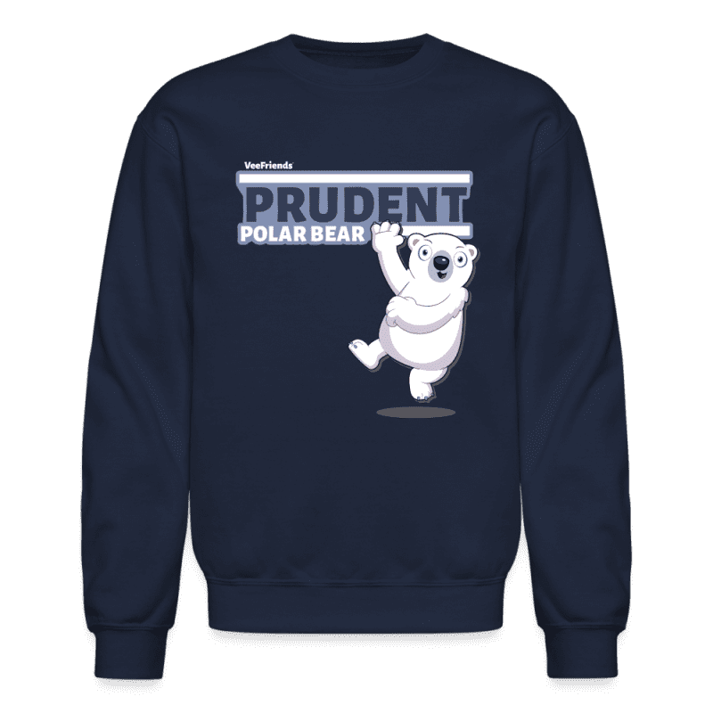 Prudent Polar Bear Character Comfort Adult Crewneck Sweatshirt - navy