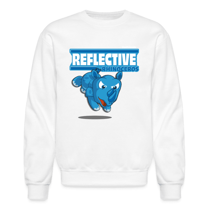 Reflective Rhinoceros Character Comfort Adult Crewneck Sweatshirt - white