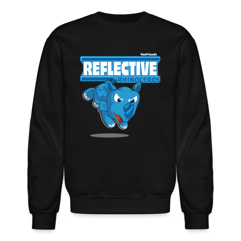 Reflective Rhinoceros Character Comfort Adult Crewneck Sweatshirt - black