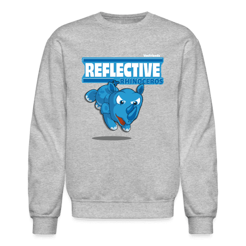 Reflective Rhinoceros Character Comfort Adult Crewneck Sweatshirt - heather gray