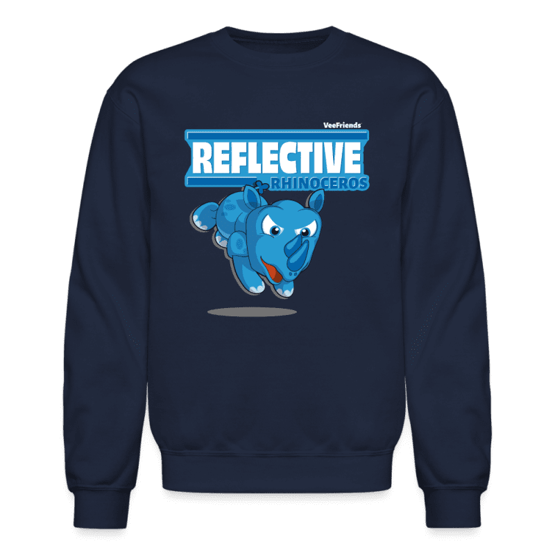 Reflective Rhinoceros Character Comfort Adult Crewneck Sweatshirt - navy